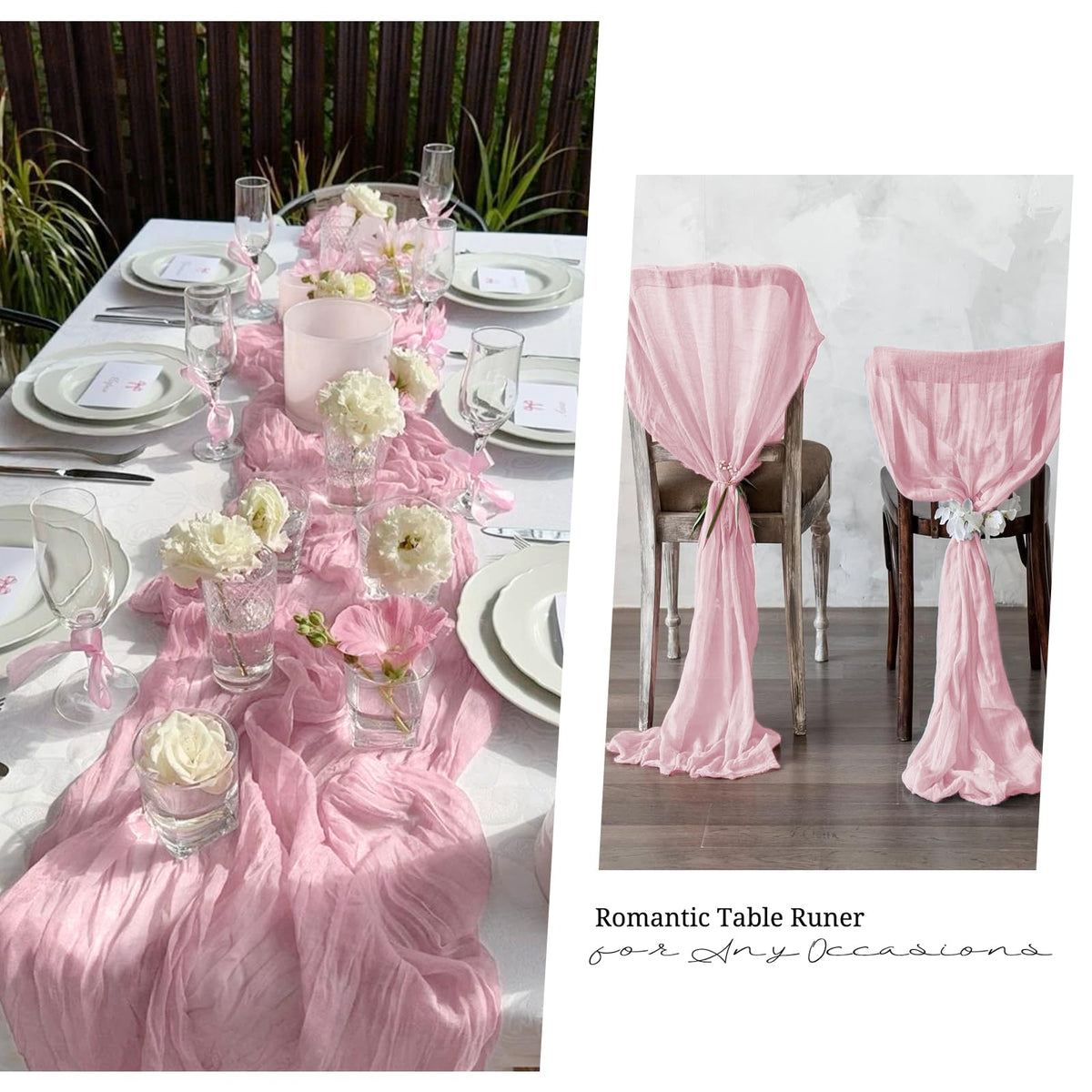 Beautane wedding runner offers 108-inch length for graceful table lines.