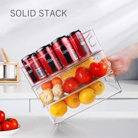 Beauty Cottage stackable organizers fit pantry shelves and refrigerators for smart storage