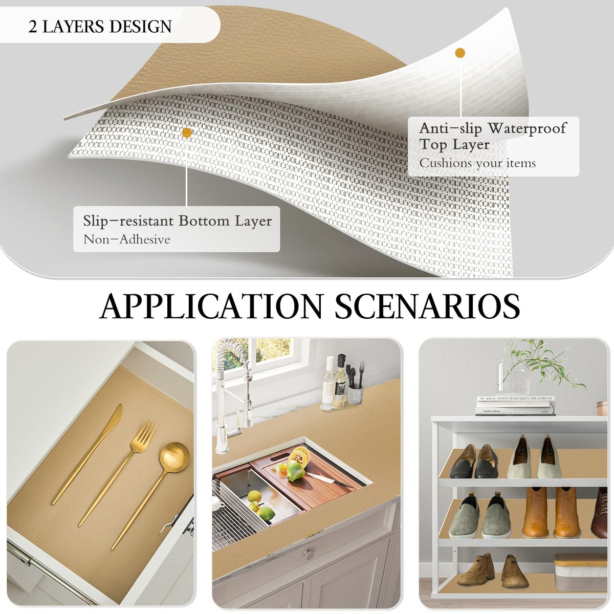 Beautysaid waterproof cabinet liner protects surfaces while preventing sliding
