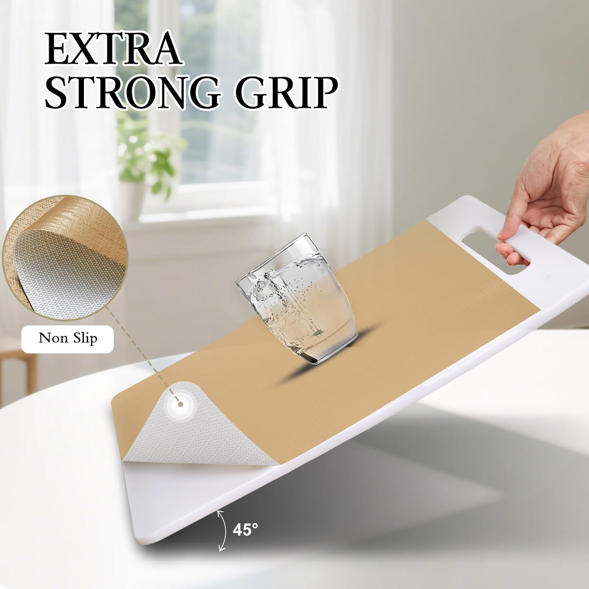 Beautysaid beige non slip drawer liner keeps contents secure and tidy