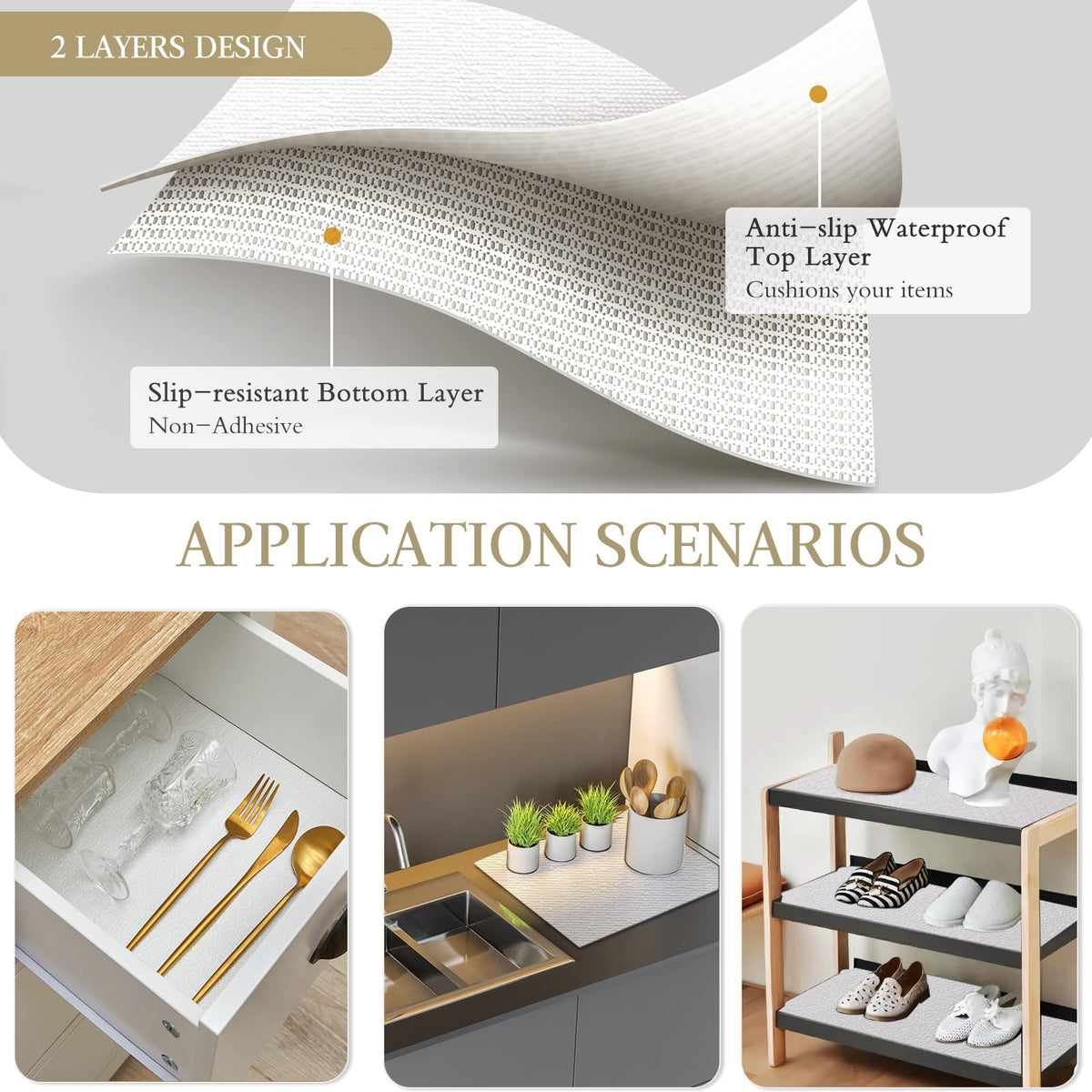 Beautysaid kitchen cabinet liner cut-to-fit makes shelves easy to customize.