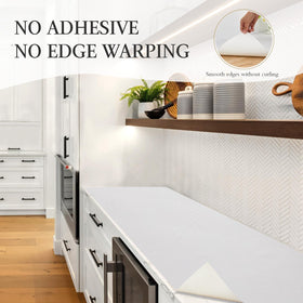 Beautysaid shelf liner for dresser spaces brightens and protects.