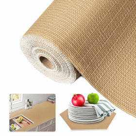 Beautysaid beige shelf liner for kitchen cabinets with non slip grip