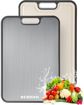 BEBRINI titanium cutting board dual-sided for meat and vegetables, large 16 by 11 inches