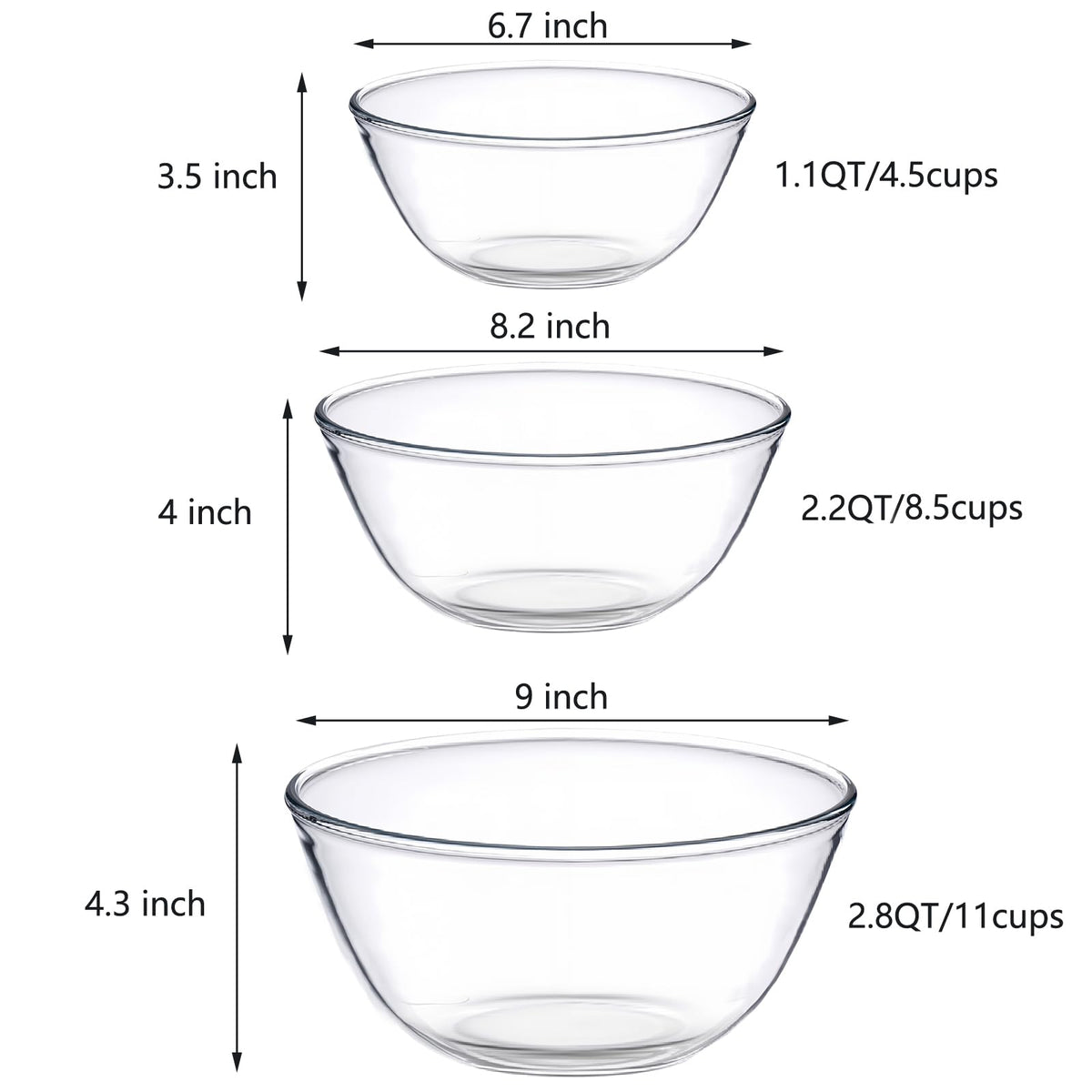 BECFISH borosilicate glass 1-1qt bowl great for dressings.