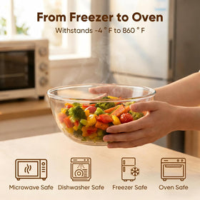 BECFISH borosilicate glass bowl oven and microwave safe for versatile cooking.