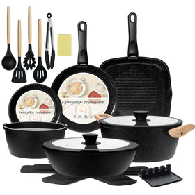 BECIGAR 23-piece ceramic set with removable handles for versatile kitchen use.