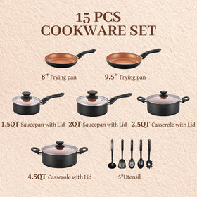 BECIGAR 8-inch frying pan with glass lid for precise searing