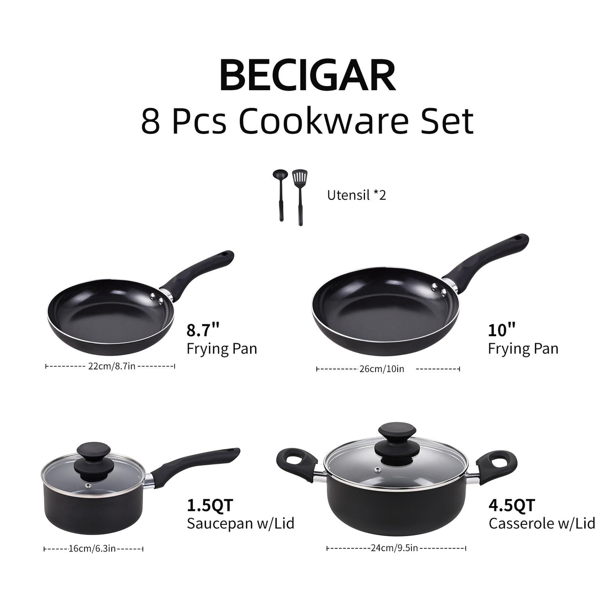 BECIGAR nonstick ceramic coating promotes easy release and quick cleanup
