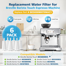 Beckacher six-pack water filters for Breville BES990 deliver cleaner water and smoother extraction.
