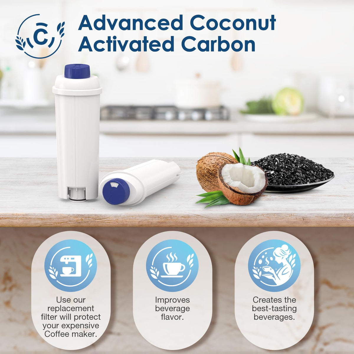 Beckacher DLSC002 water filter action reduces chlorine and minerals for cleaner brews