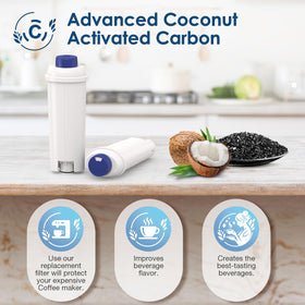Beckacher DLSC002 water filter action reduces chlorine and minerals for cleaner brews