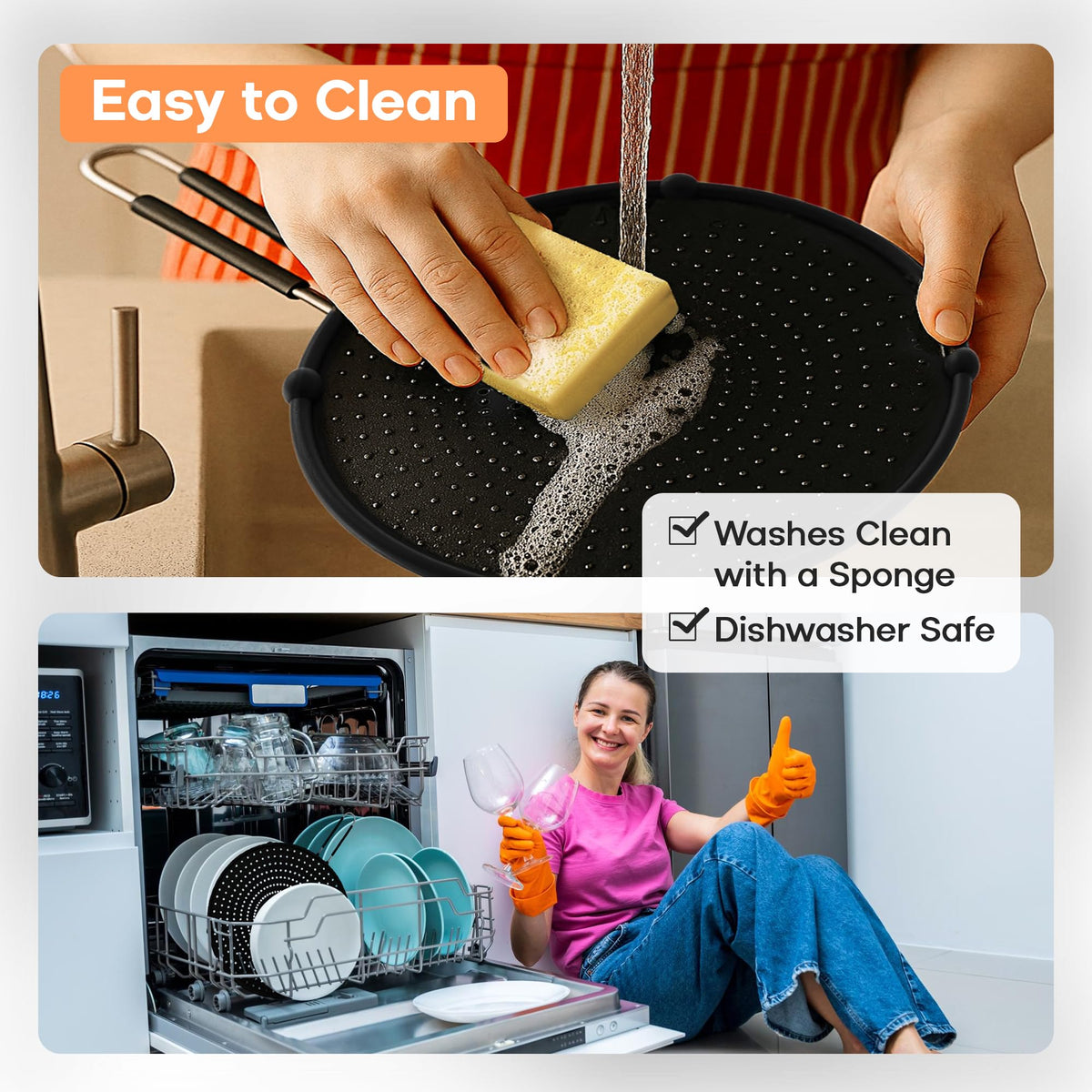 Beckon Ware kitchen safety shield reduces oil splatter while cooking