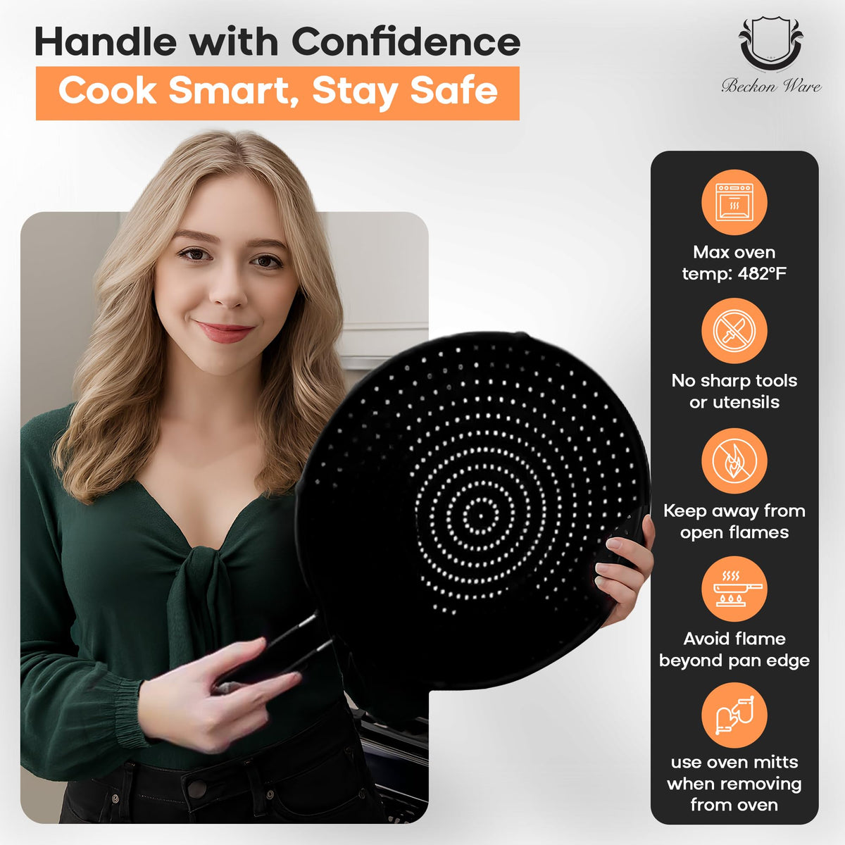 Beckon Ware easy-clean silicone screen simplifies after-cook cleanup