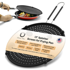 Beckon Ware 13-inch splatter screen shields pan from grease splatter