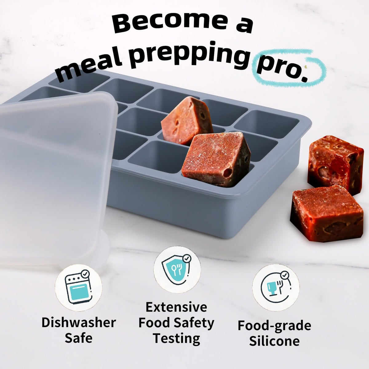 BECOKIT blue tomato paste molds for precise, compact freezing.