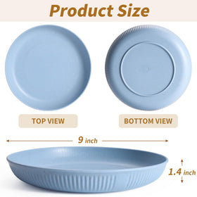 Becutlery 8-pack 9-inch wheat straw plate beige, unbreakable feel for family meals.