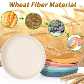 Becutlery 8-pack 9-inch wheat straw plate yellow, easy-clean surface for quick lunches.