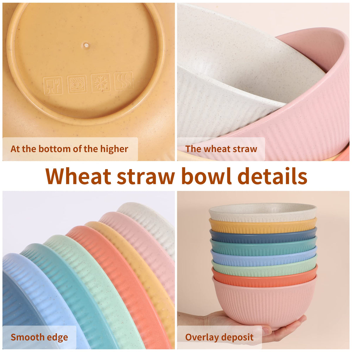 Eight-pack color variety of Becutlery bowls displayed together