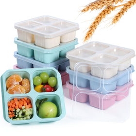 becutlery 4-compartment wheat straw snack container for organized meals on the go