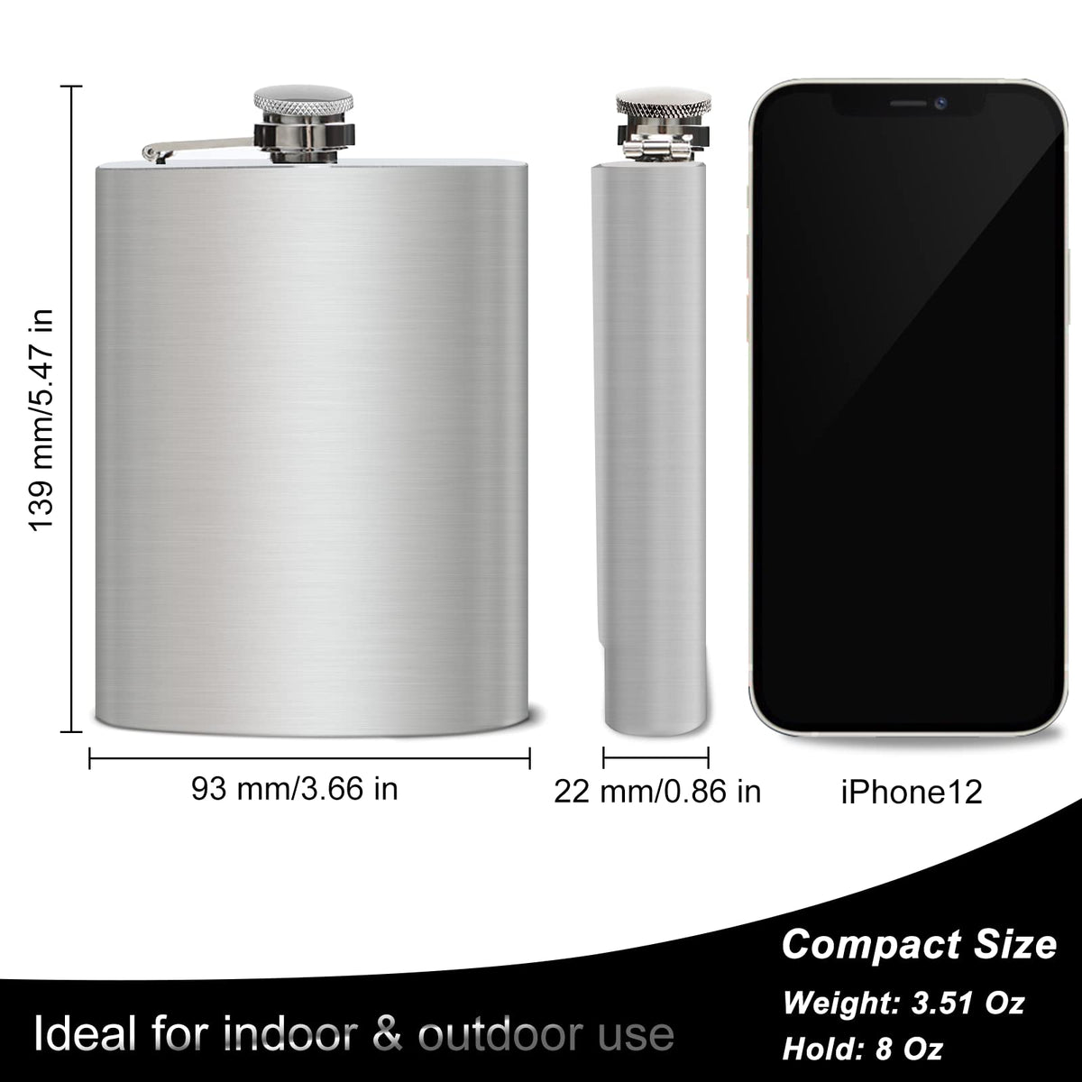 BEDEONE 8 oz flask includes funnel for easy refilling on trips.