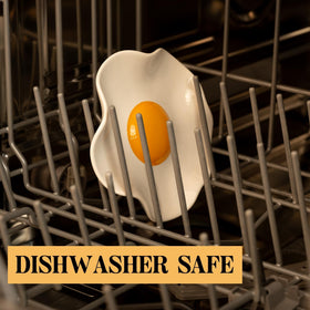 Bee! Fried Egg spoon rest on countertop blends quirky style with function.