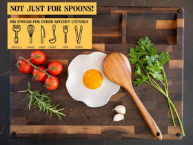 Bee! Fried Egg spoon rest side view demonstrates dishwasher-safe, easy cleaning.