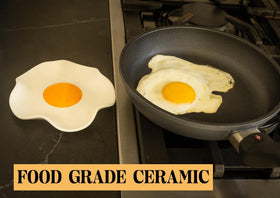Bee! Fried Egg spoon rest on stovetop shows heat-resistant design.