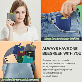 BeeGreen bag uses rip-stop polyester fabric to resist tears during shopping.