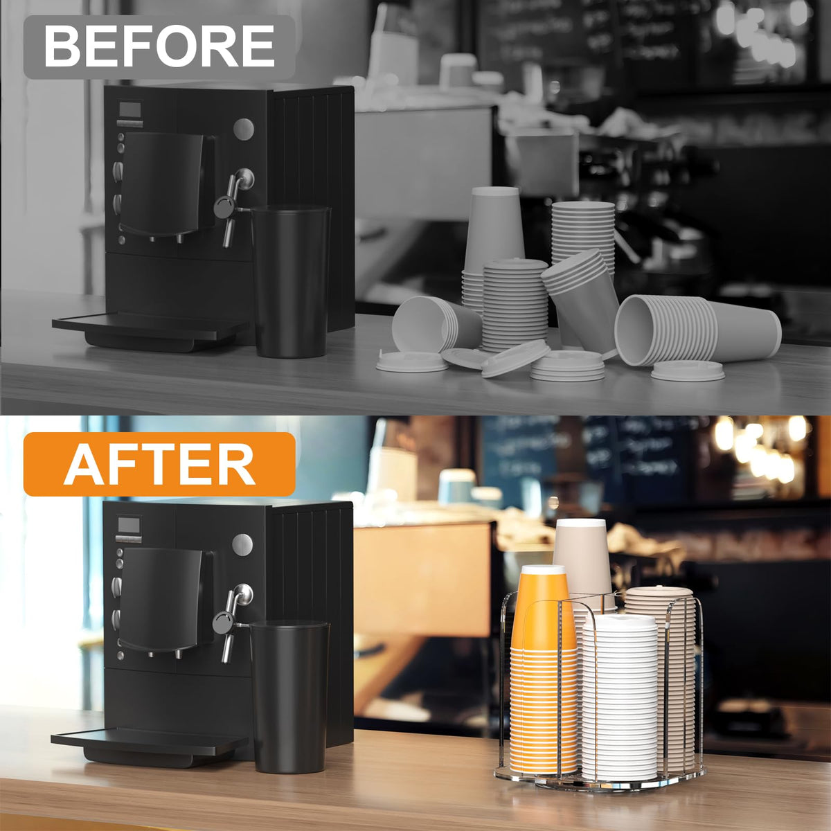 Beego 360-degree rotation mechanism enables smooth access to cups.