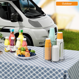 Beego acrylic cup holder features a clear, durable design.