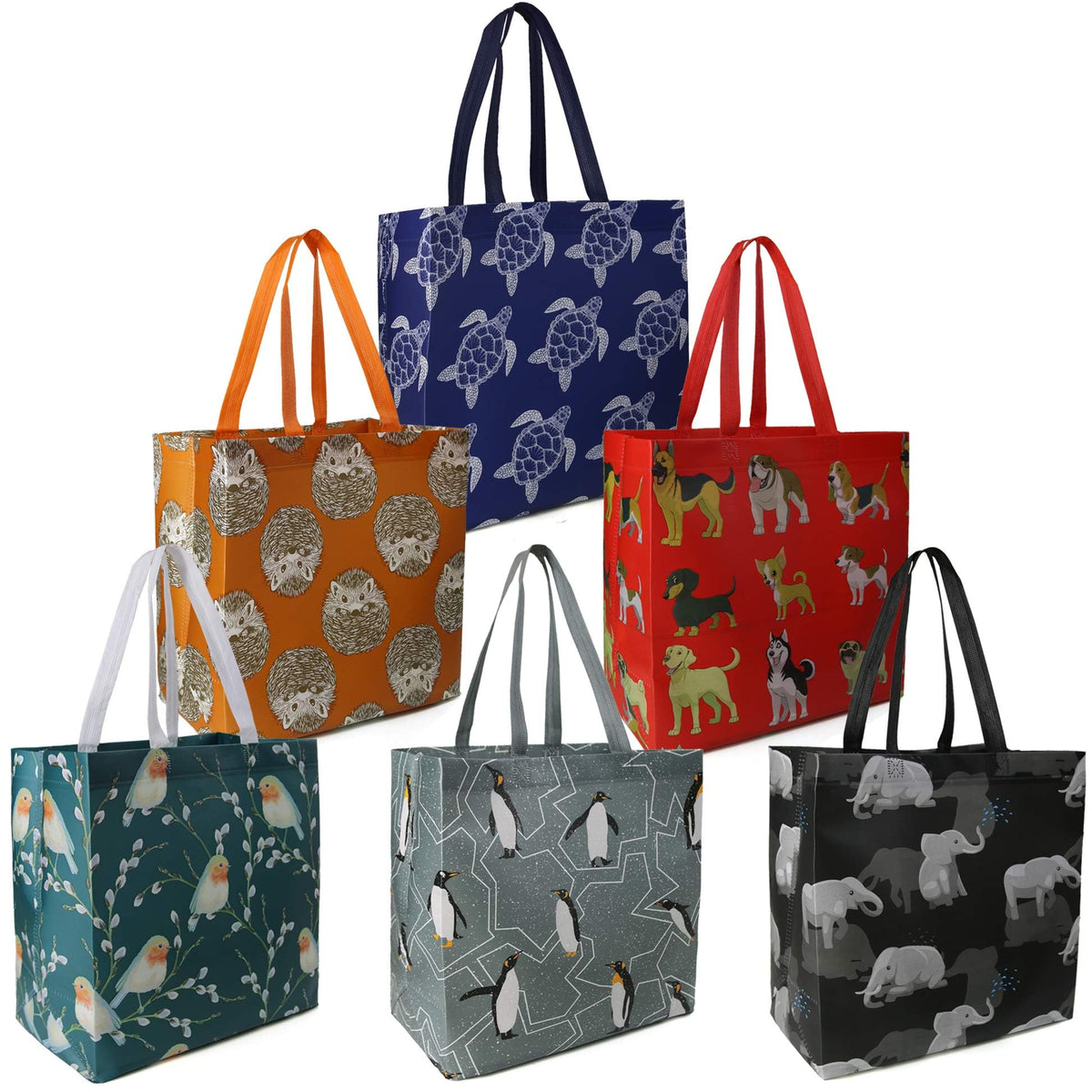 BeeGreen Animal Bags 6-pack with playful prints for groceries.