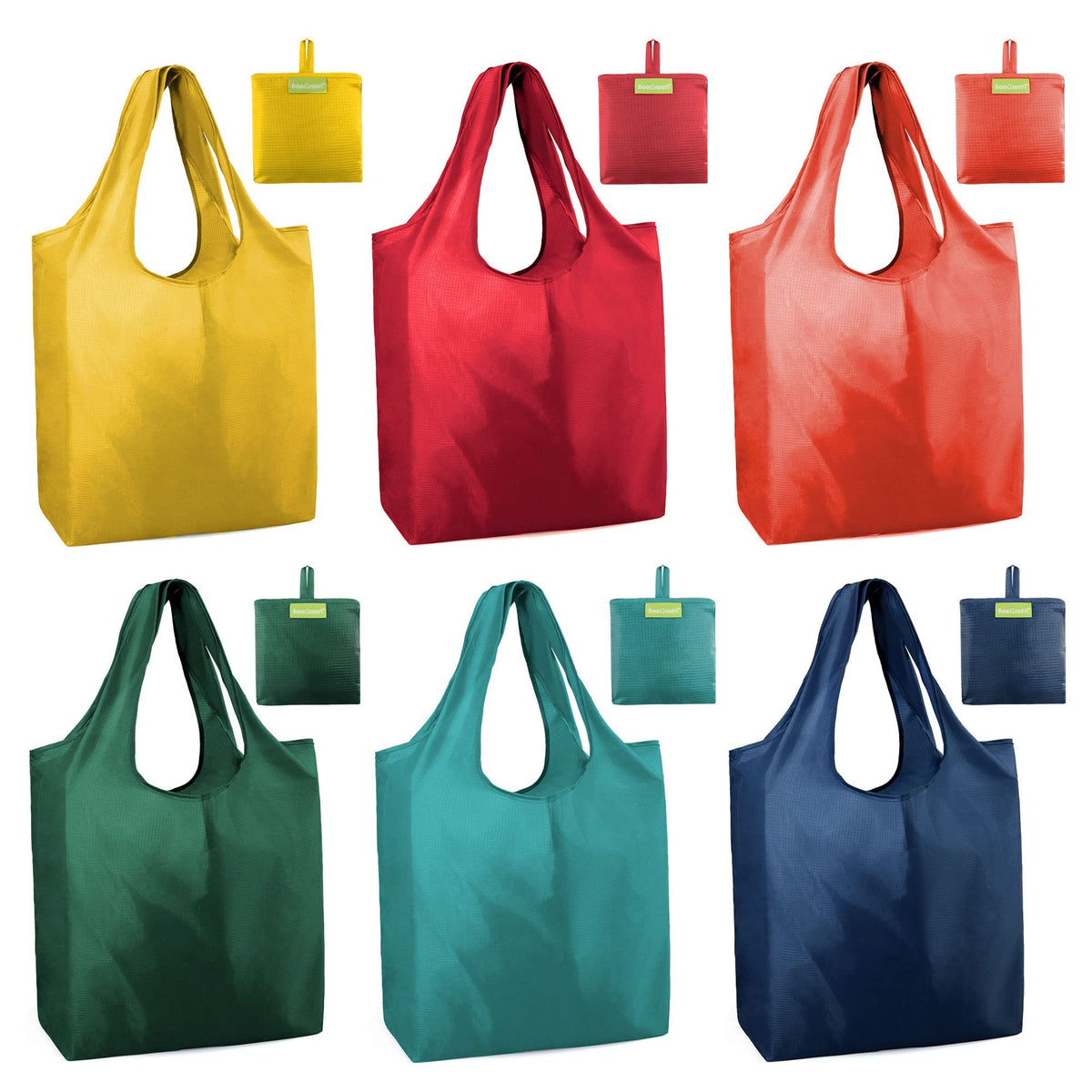 BeeGreen foldable travel bag 6-pack for easy shopping and compact storage