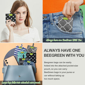 BeeGreen grocery bags with six cute animal patterns.