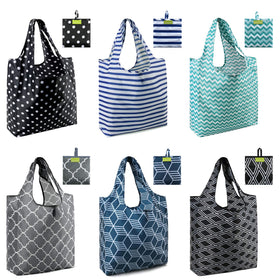 BeeGreen grocery bags folded-pocket in attached pouch, convenient to carry.