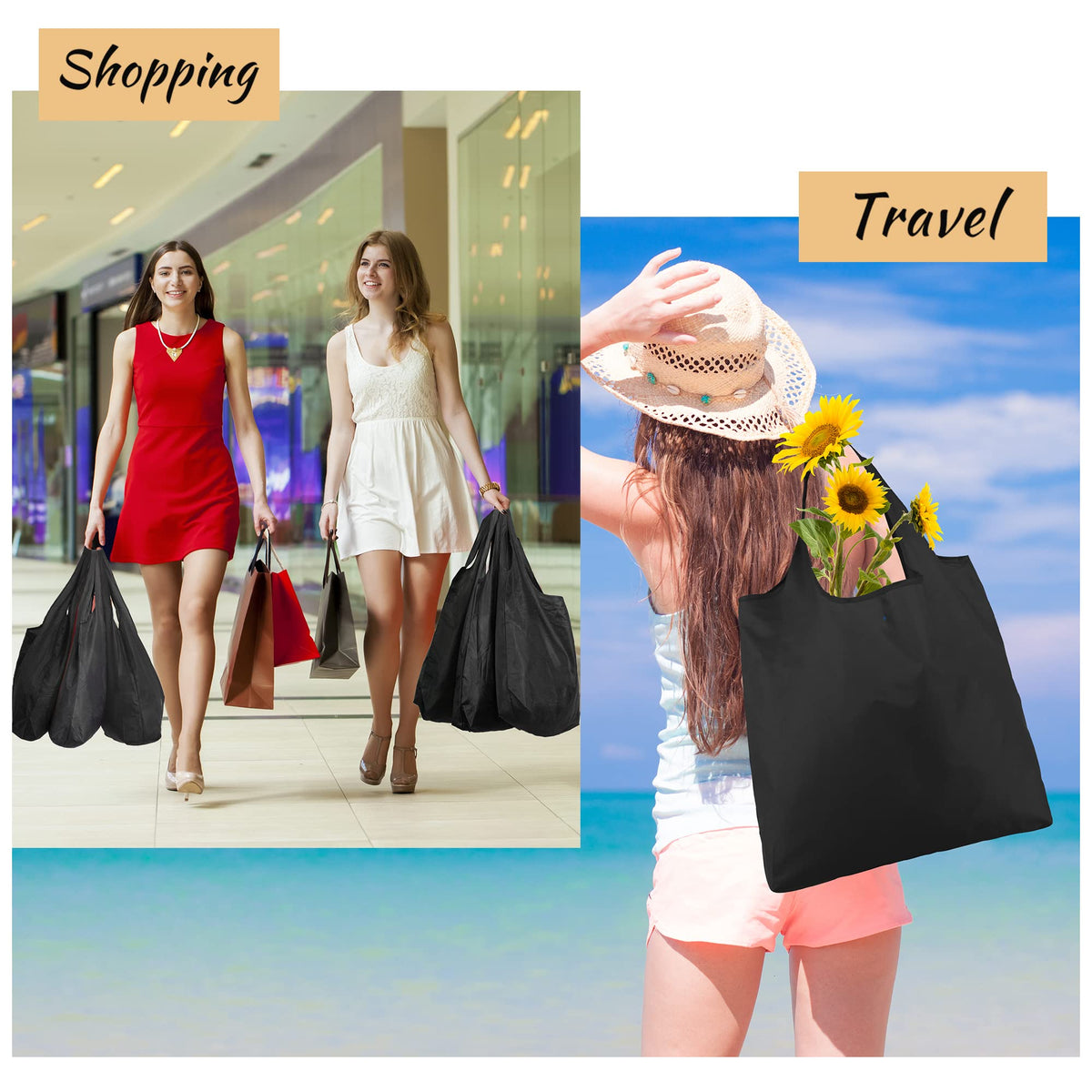 BeeGreen heavy-duty tote with long handles for groceries and travel.