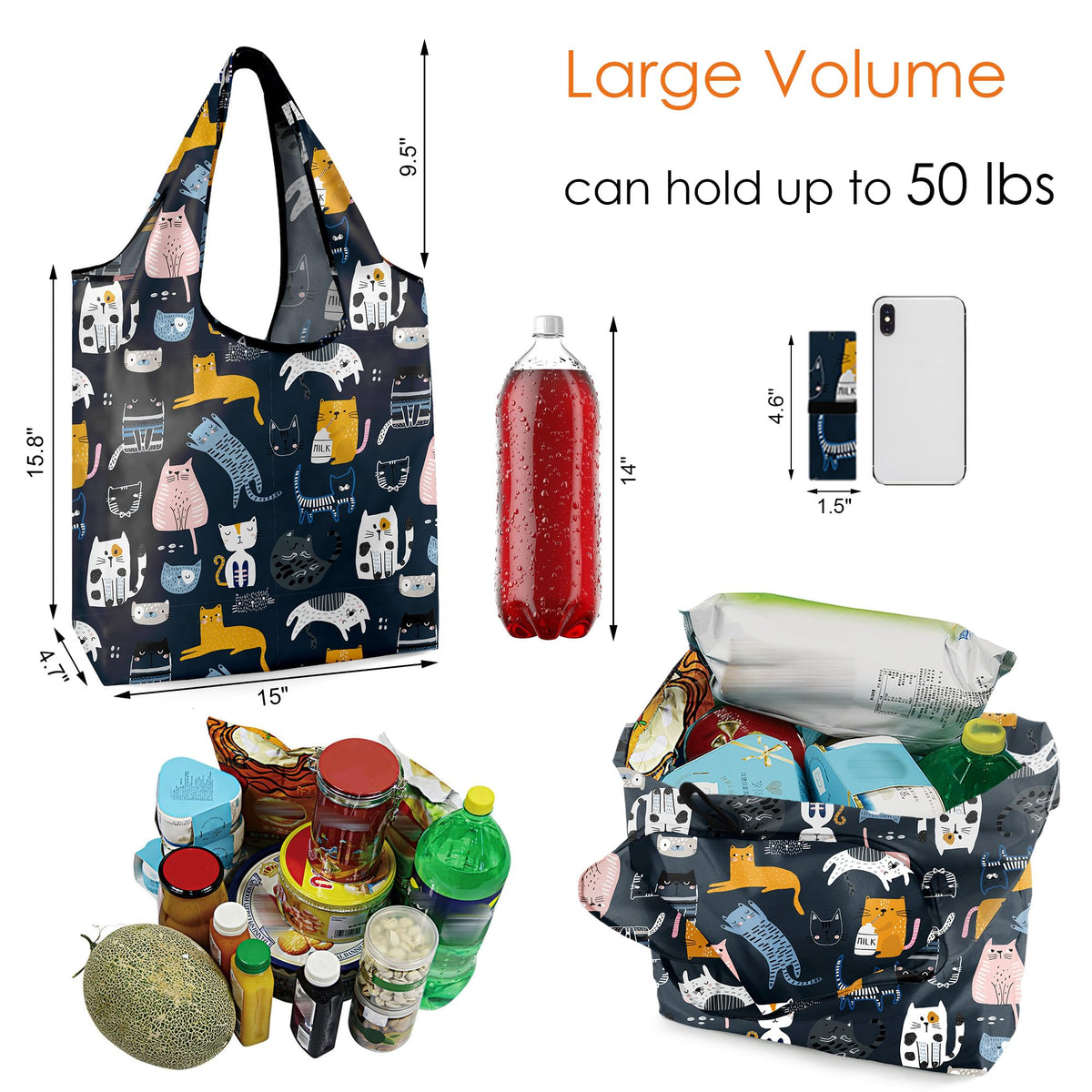 BeeGreen heavy-duty tote bag supports up to 50 pounds for sturdy groceries