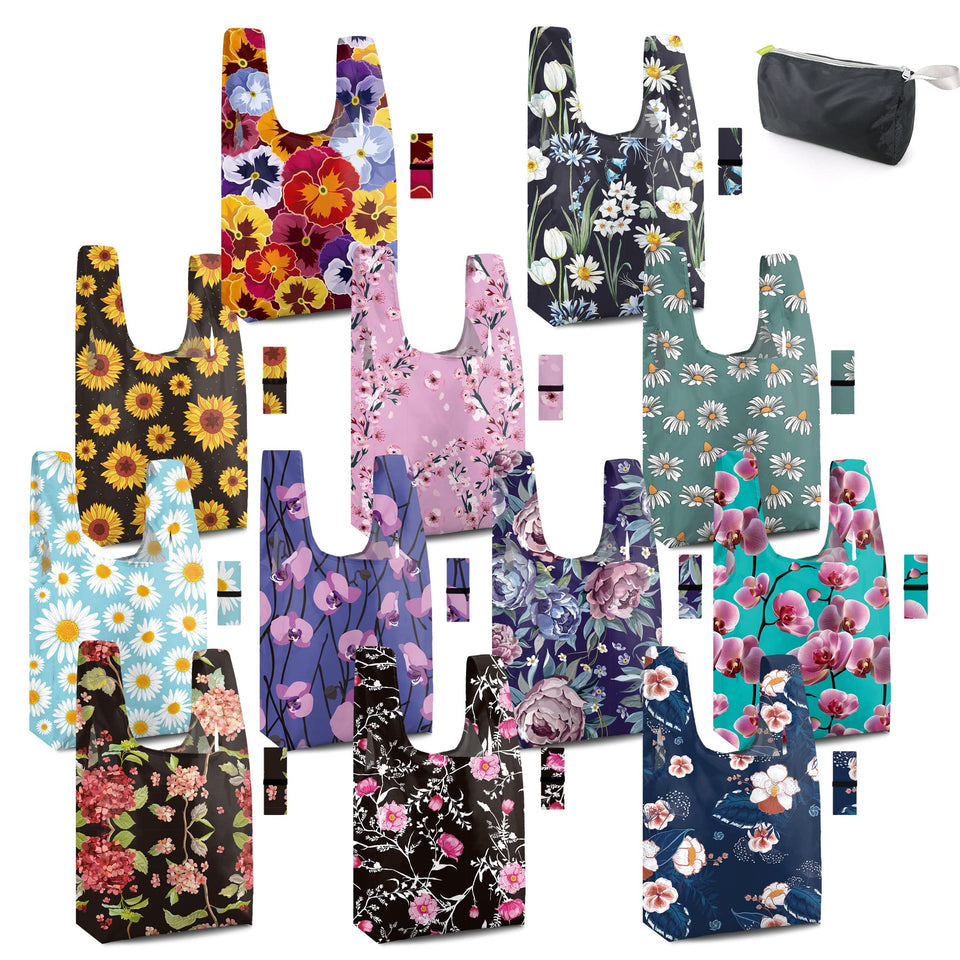 BeeGreen large flower tote bag with reinforced seams for heavy groceries.
