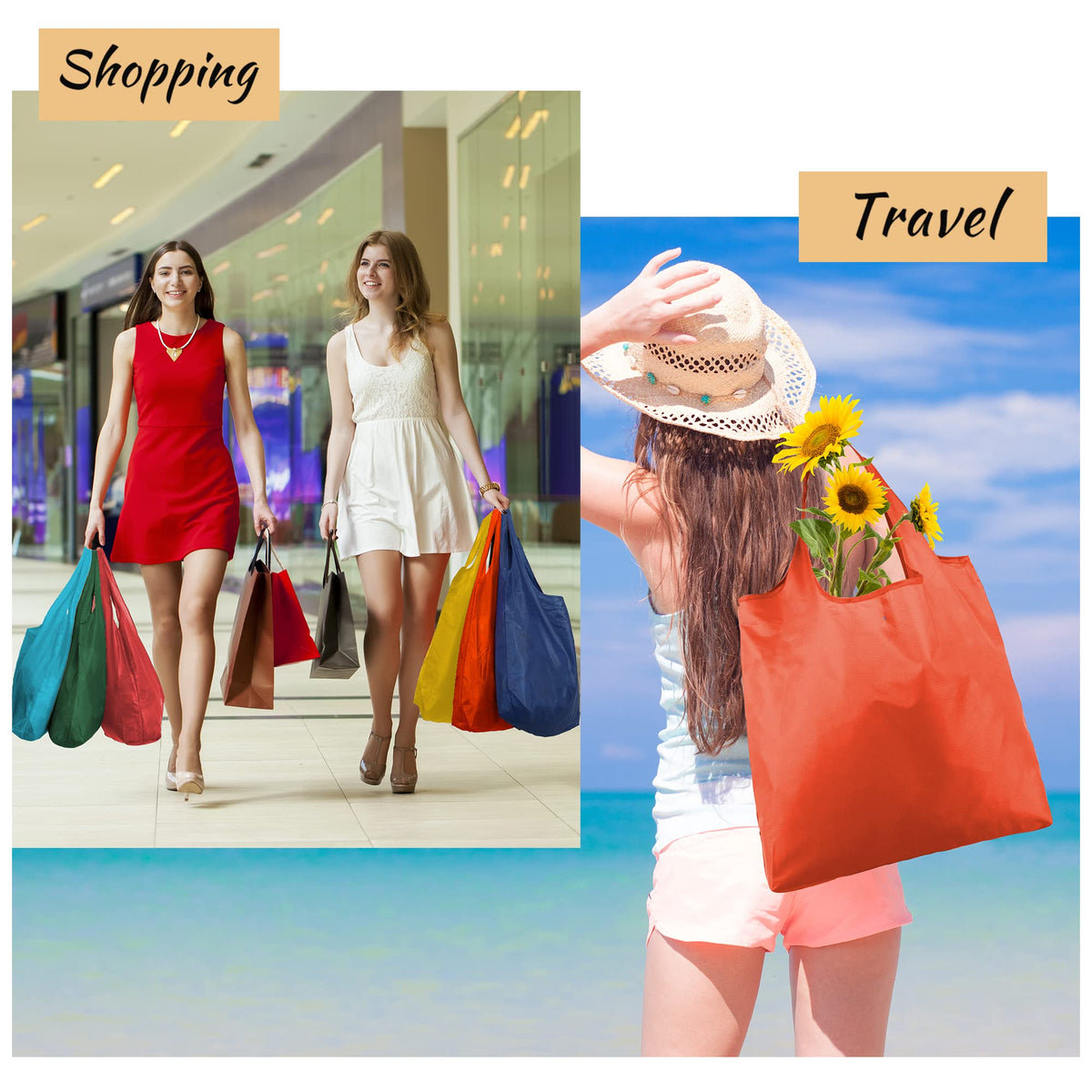 BeeGreen lightweight bags fold flat and fit in a purse or car