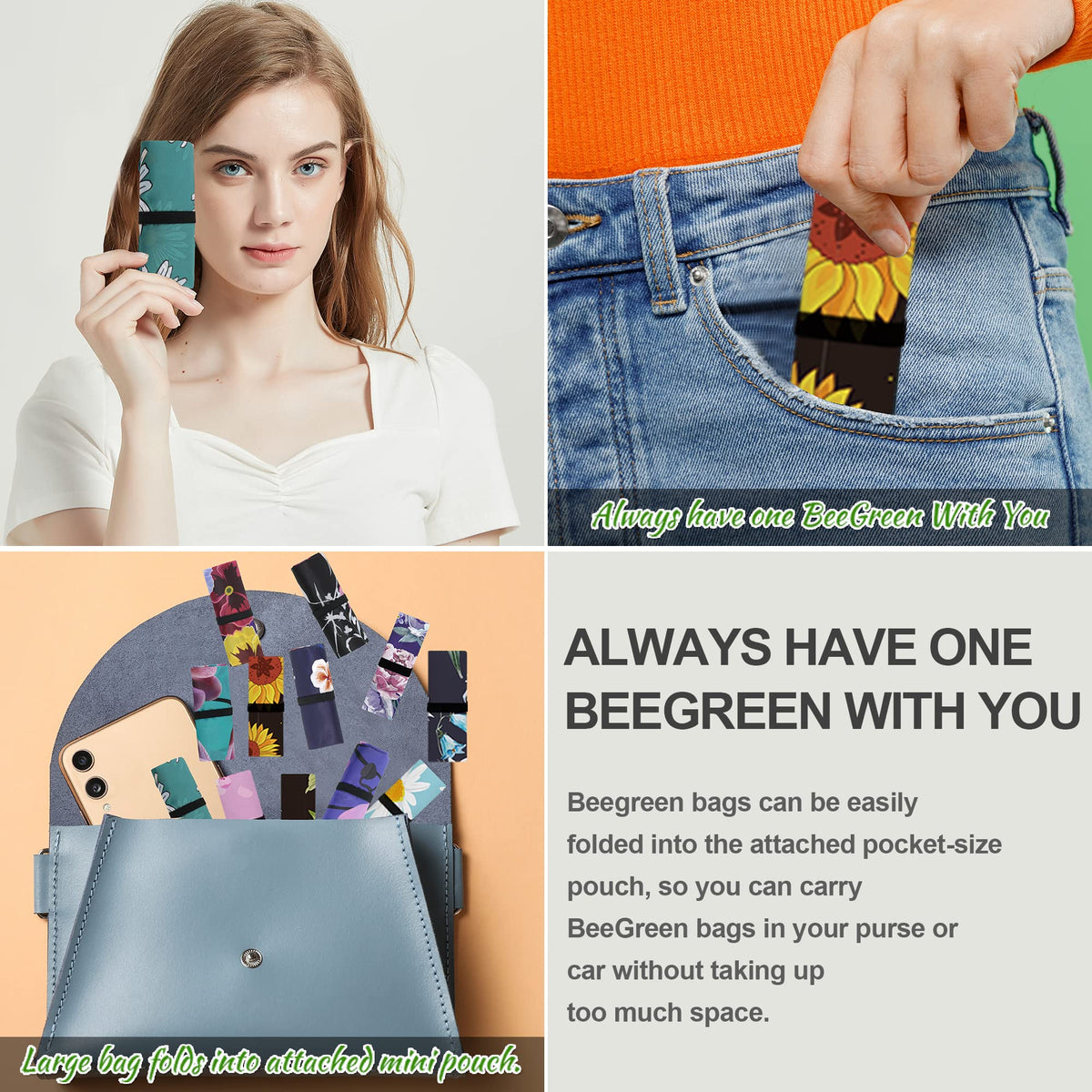 BeeGreen machine washable reusable bags for quick cleanup.