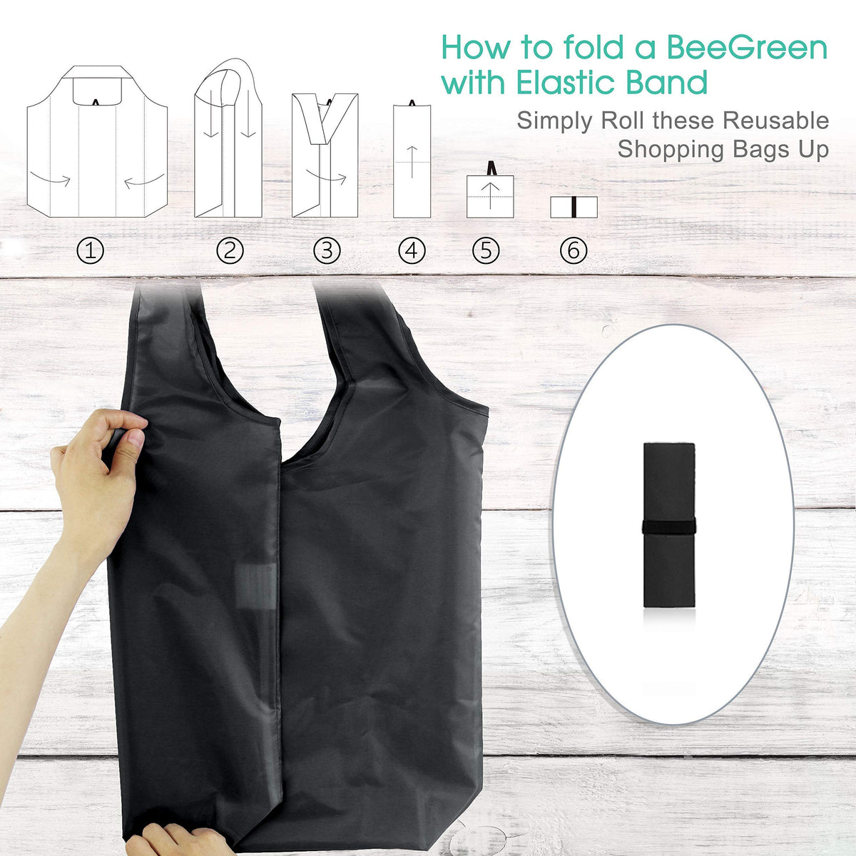 BeeGreen machine-washable collapsible bags clean easily after groceries.