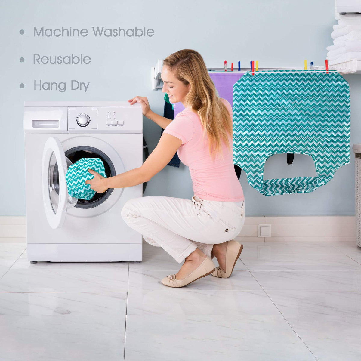 BeeGreen machine-washable grocery bags for quick cleanup after shopping
