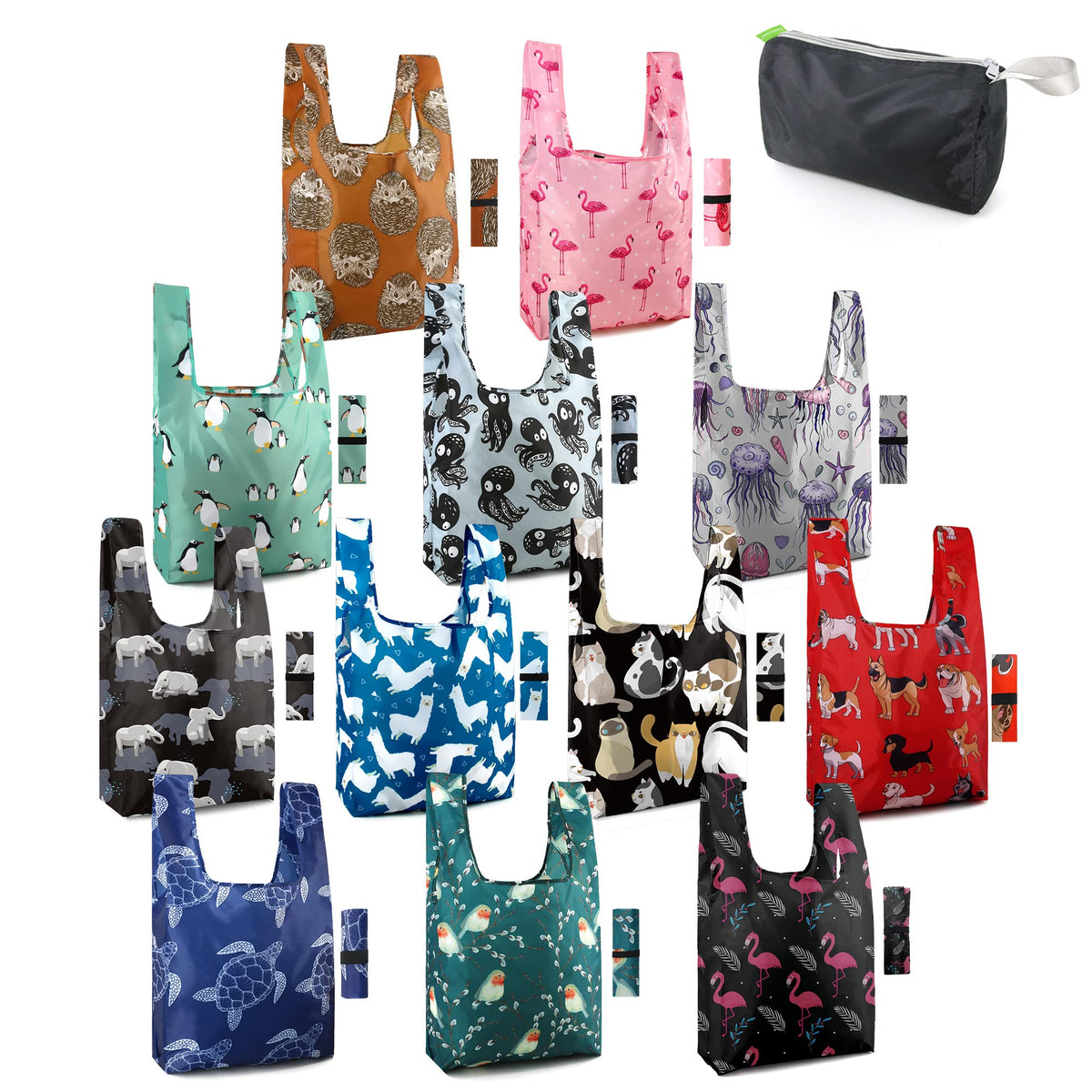 BeeGreen Marine Animal Bags 12-pack pattern design for stylish grocery runs