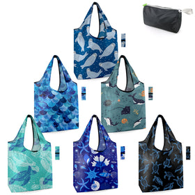 BeeGreen sea turtle shells tote bag showcasing a large grocery capacity