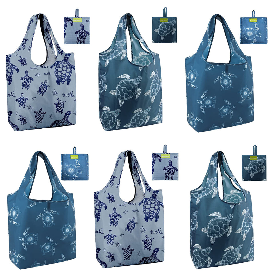 BeeGreen sea turtle pattern tote perfect for groceries and daily errands