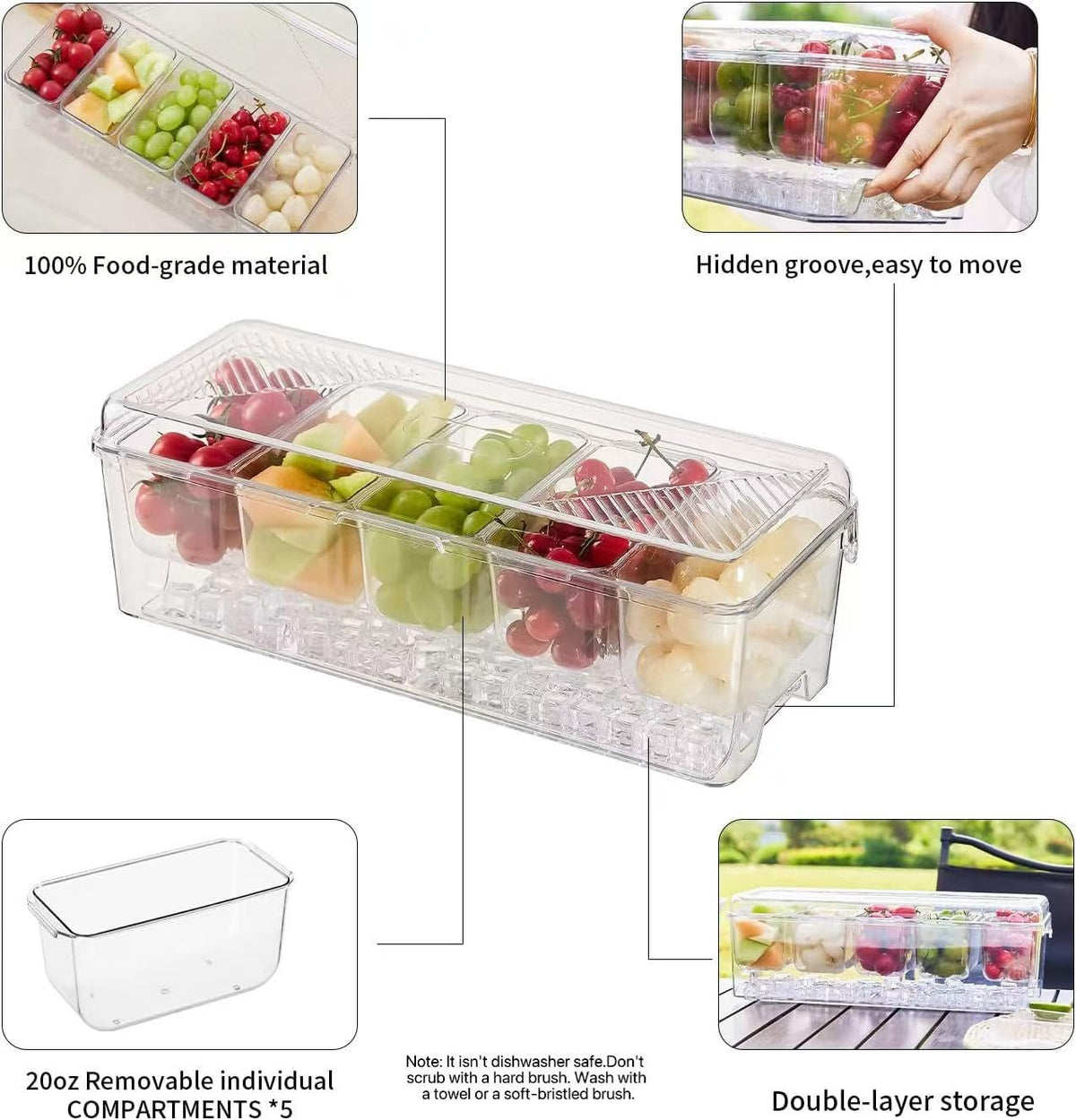Beehomay condiment caddy with five removable compartments keeps items organized