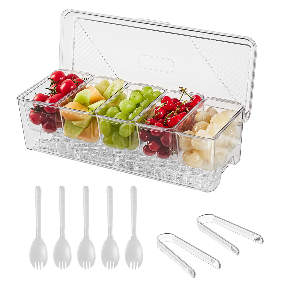 Beehomay ice chilled condiment caddy with top lid preserves freshness outdoors