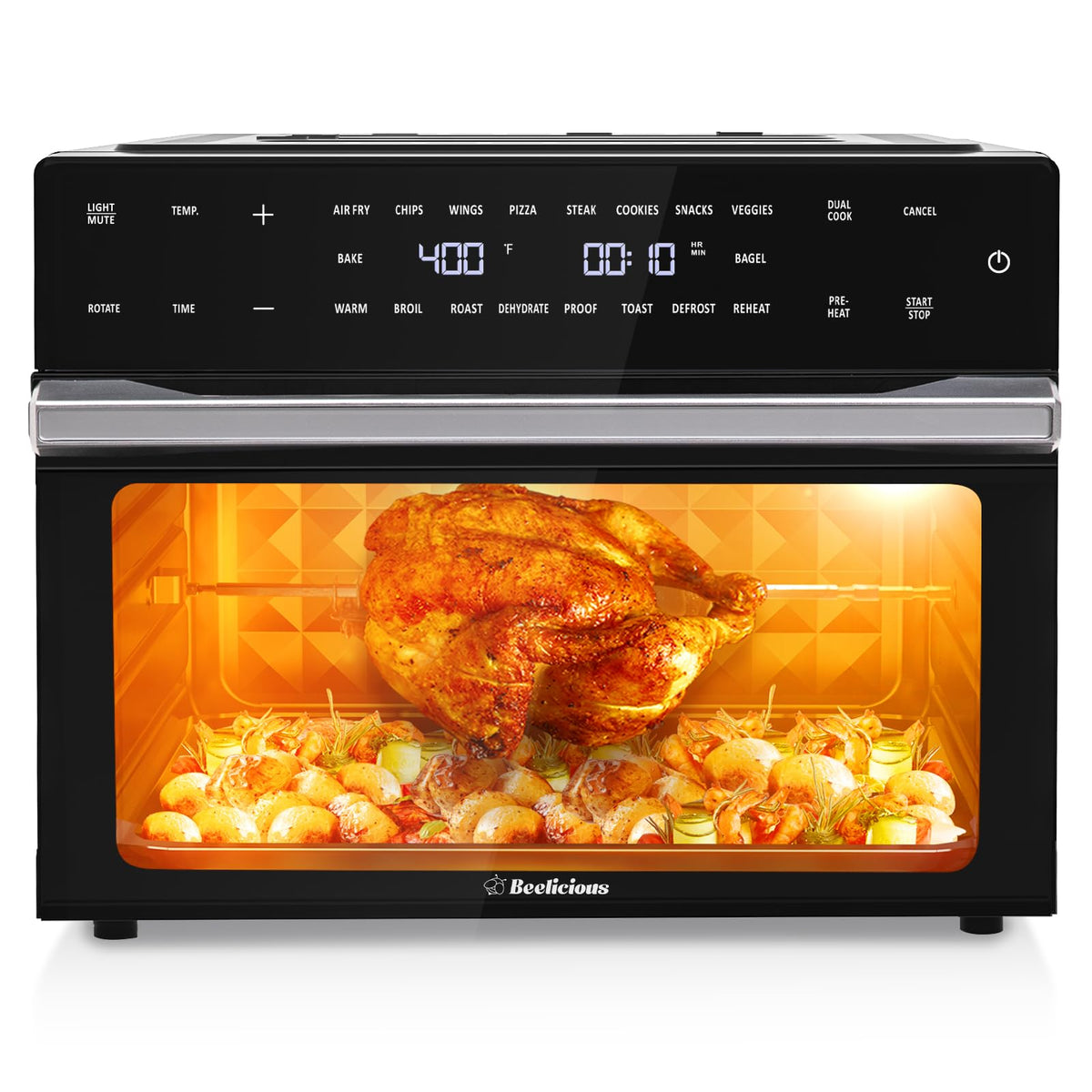 Beelicious 32QT air fryer interior showing spacious space for family meals