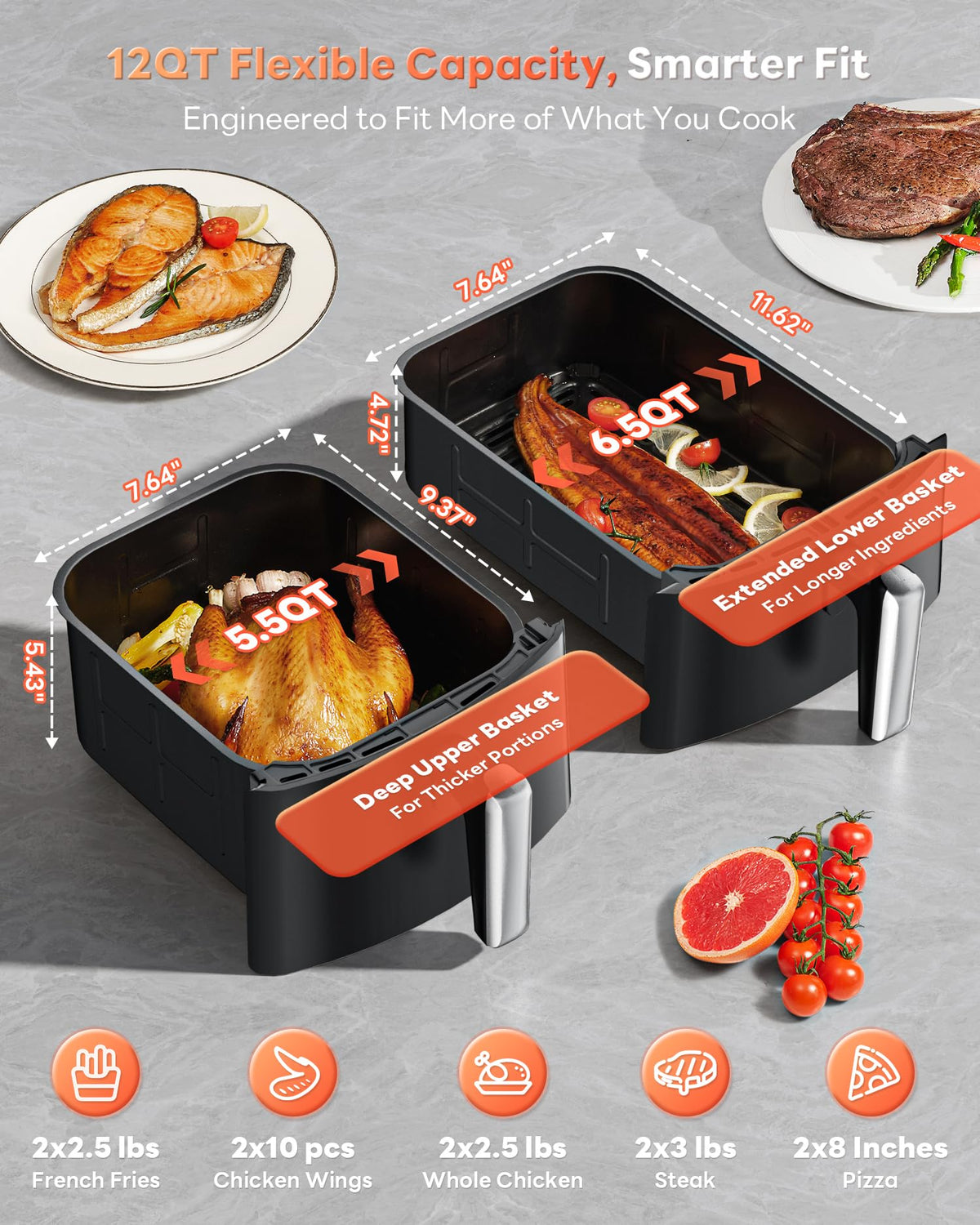 Beelicious Pro 12QT PFAS-free baskets simplify cleanup after meals
