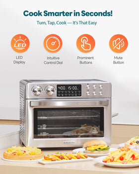 Beelicious Pro includes rotisserie, basket, racks, pan, and tray